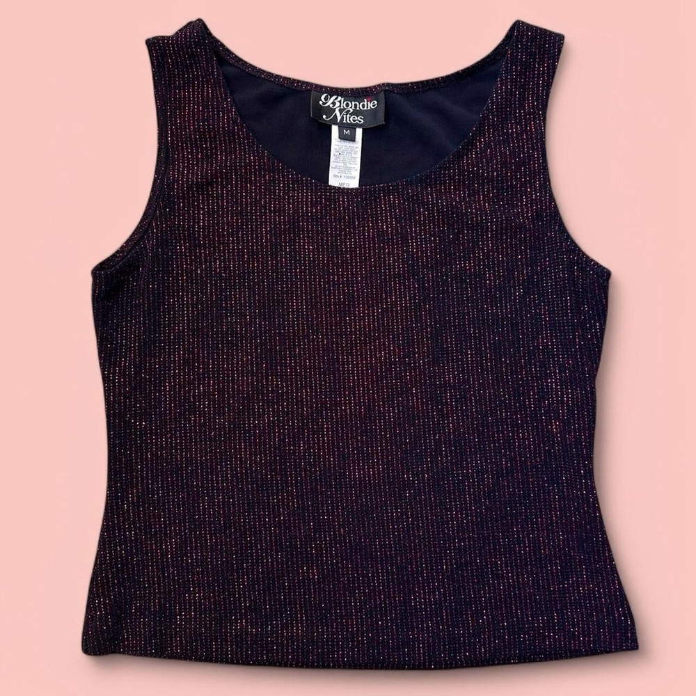 vintage blondie nites red & black shimmer tank top